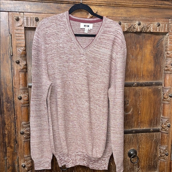 NWOT Joseph Abboud V-Neck Sweater Men’s XL Burgundy Marled Knit Pullover - Picture 1 of 2